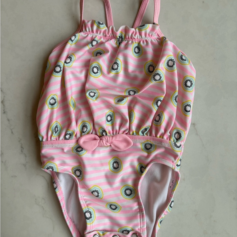 Pink Striped Baby Girl One-Piece Swimsuit with Bow